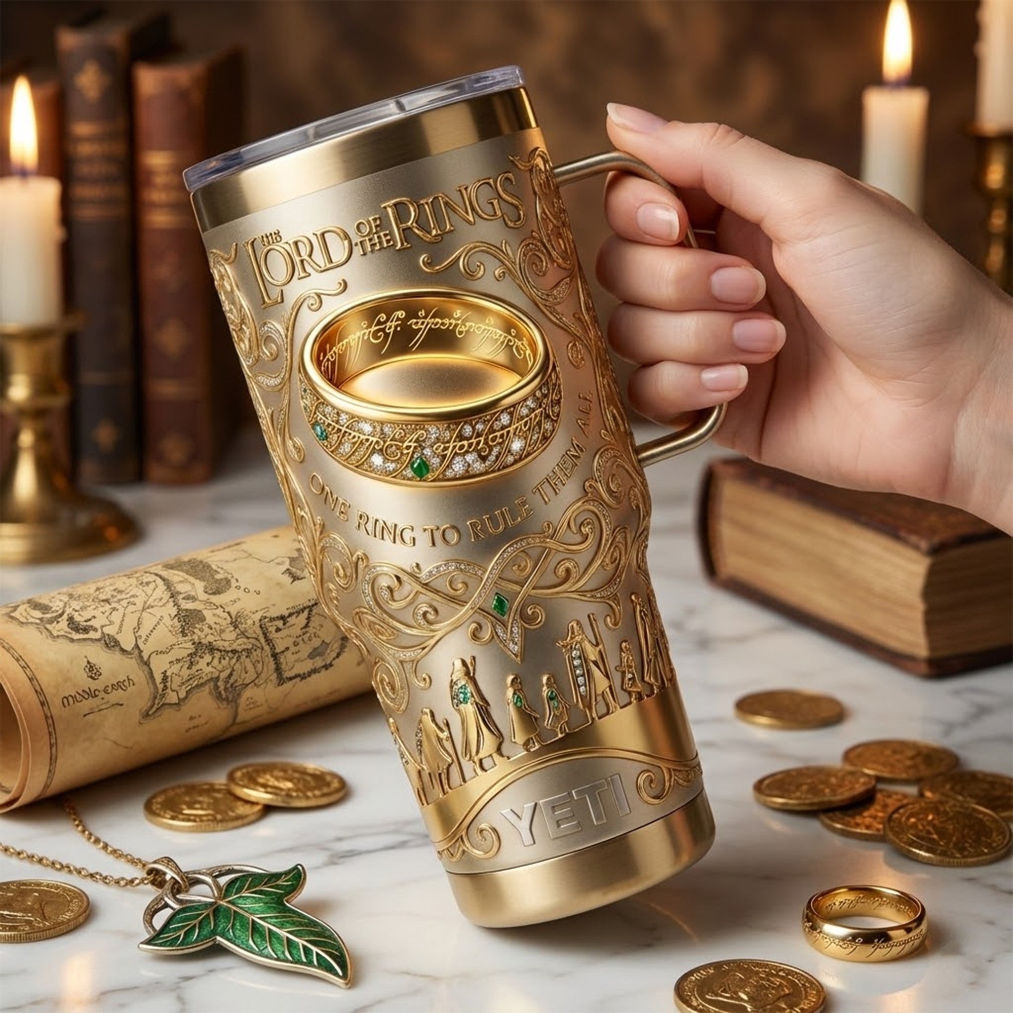 LOTR 40oz Tumbler With Handle TNSM