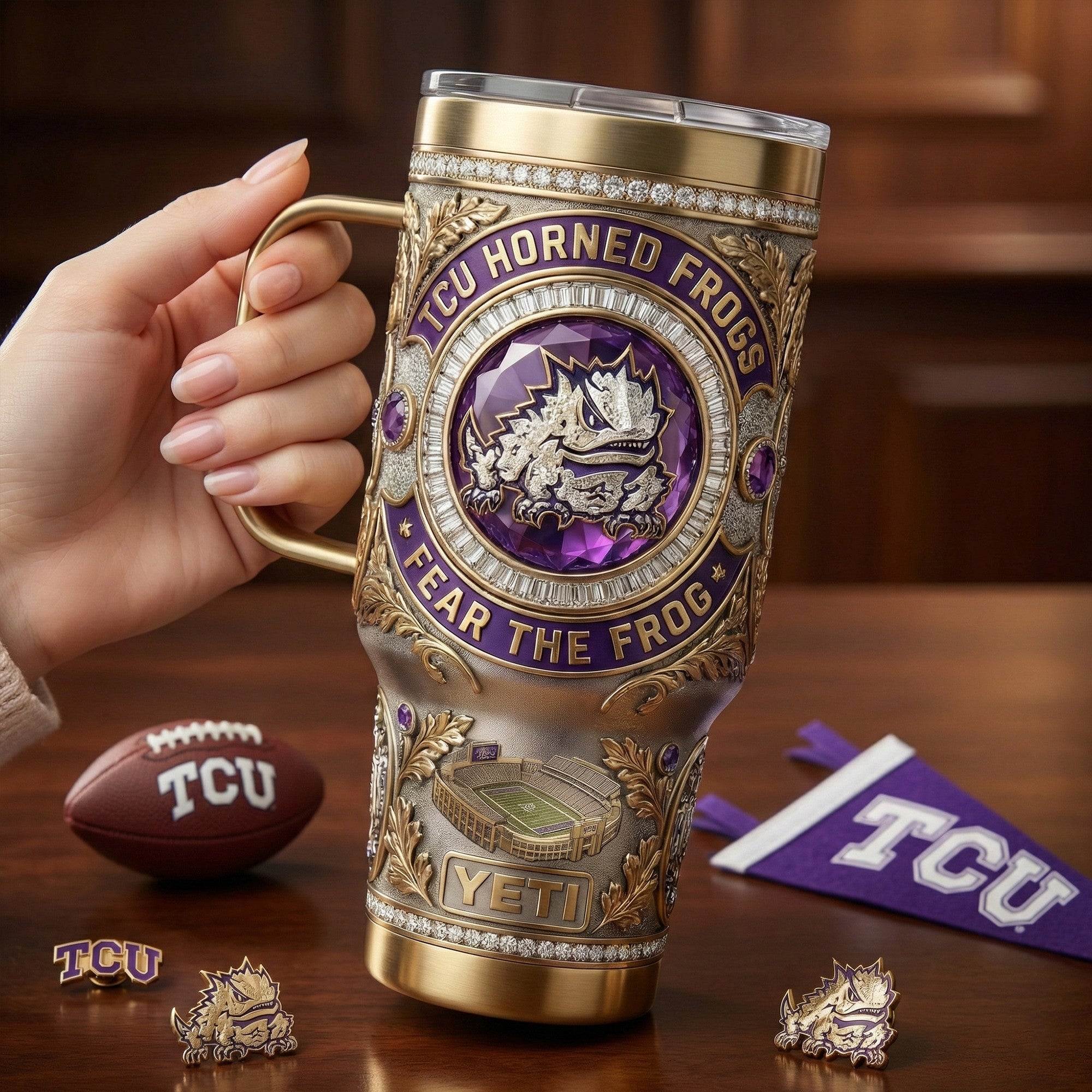 TCU 40oz Tumbler With Handle LNTH